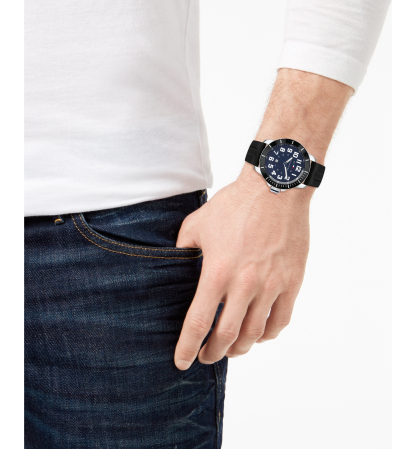 Tommy Hilfiger Men's Black Silicone Strap Watch 44mm, Created for Macy's - Black