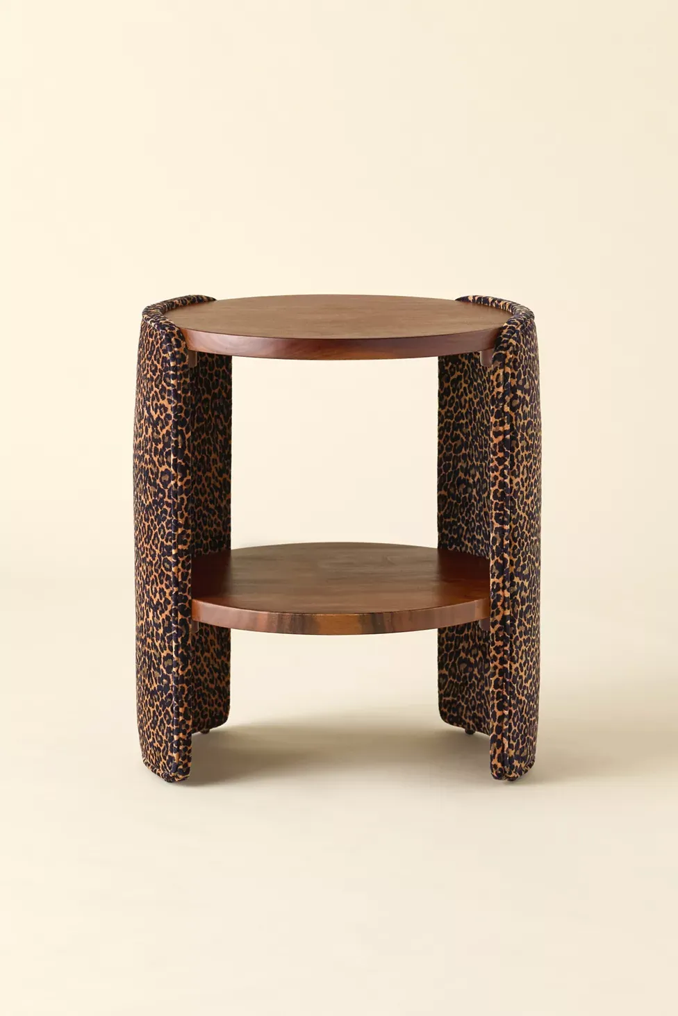 Jane Round Upholstered Storage Nightstand - Leopard
