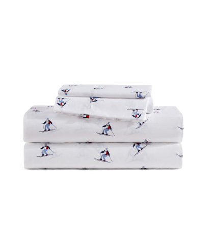 Tommy Hilfiger Printed 200-Thread Count Cotton Percale Sheet Set - Aspen Ski Slopes