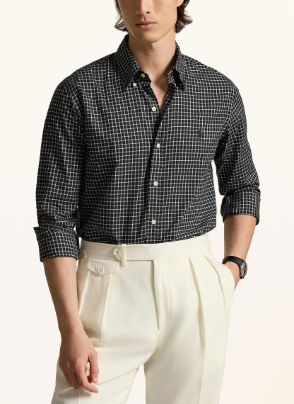 POLO RALPH LAUREN Hemd Custom Fit – SCHWARZ / WEISS