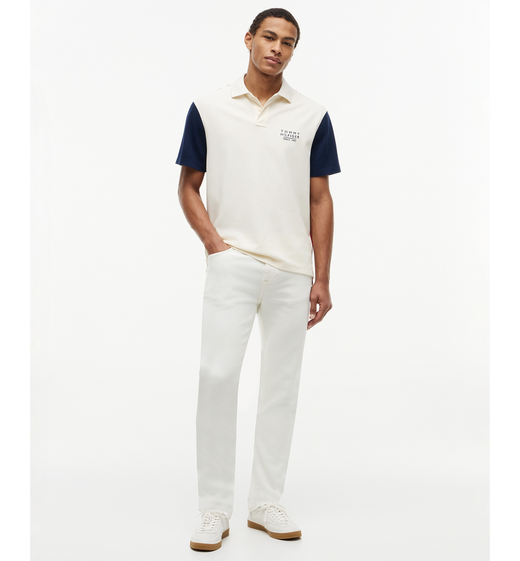 Tommy Hilfiger Men's Color-Block Classic-Fit Polo Shirt - Ivory Petal