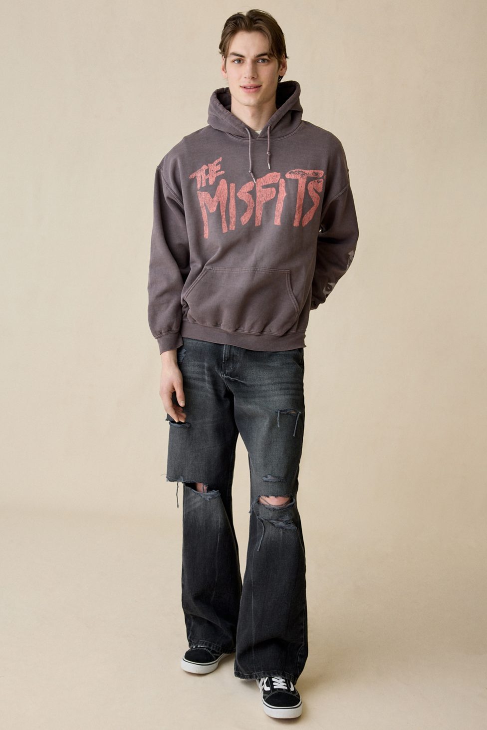 BDG Nitro Destructed Baggy Fit Jeans - Charcoal