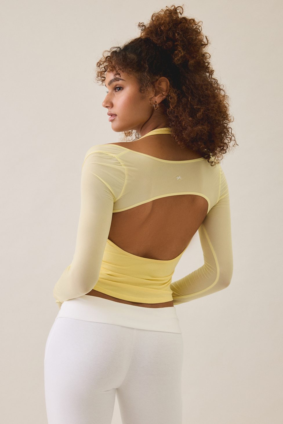 Out From Under Bec Mesh Long Sleeve Shrug Top - Light Yellow