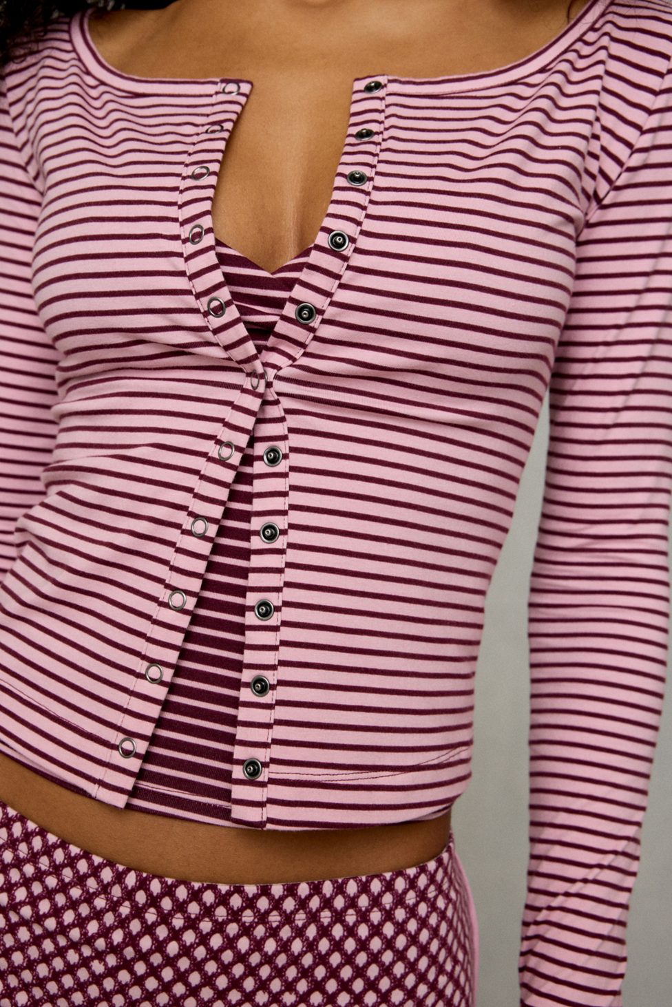 Out From Under Bec Fitted Cardigan - Pink Stripe