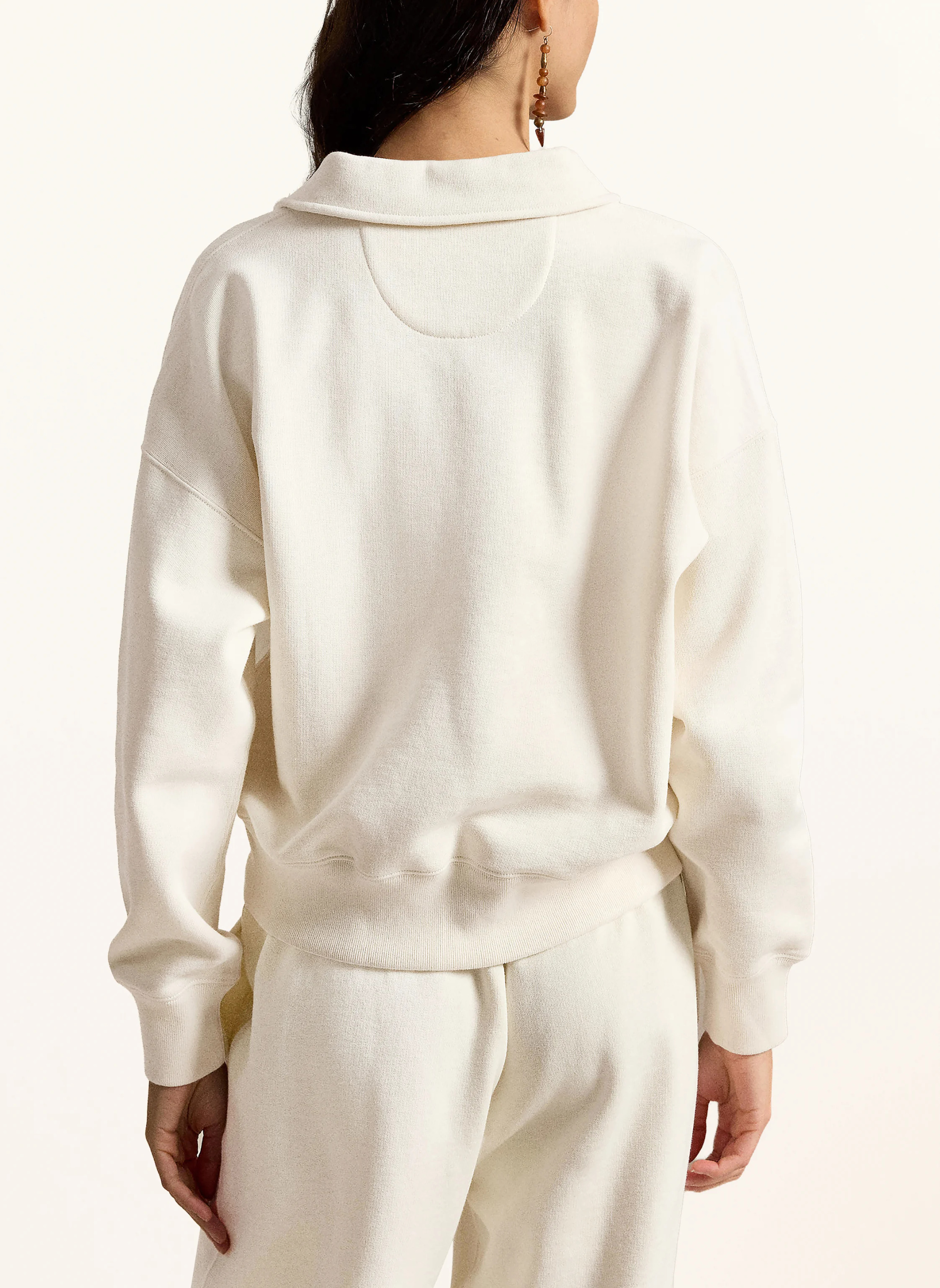 POLO RALPH LAUREN Sweat-Poloshirt – CREME / DUNKELROT