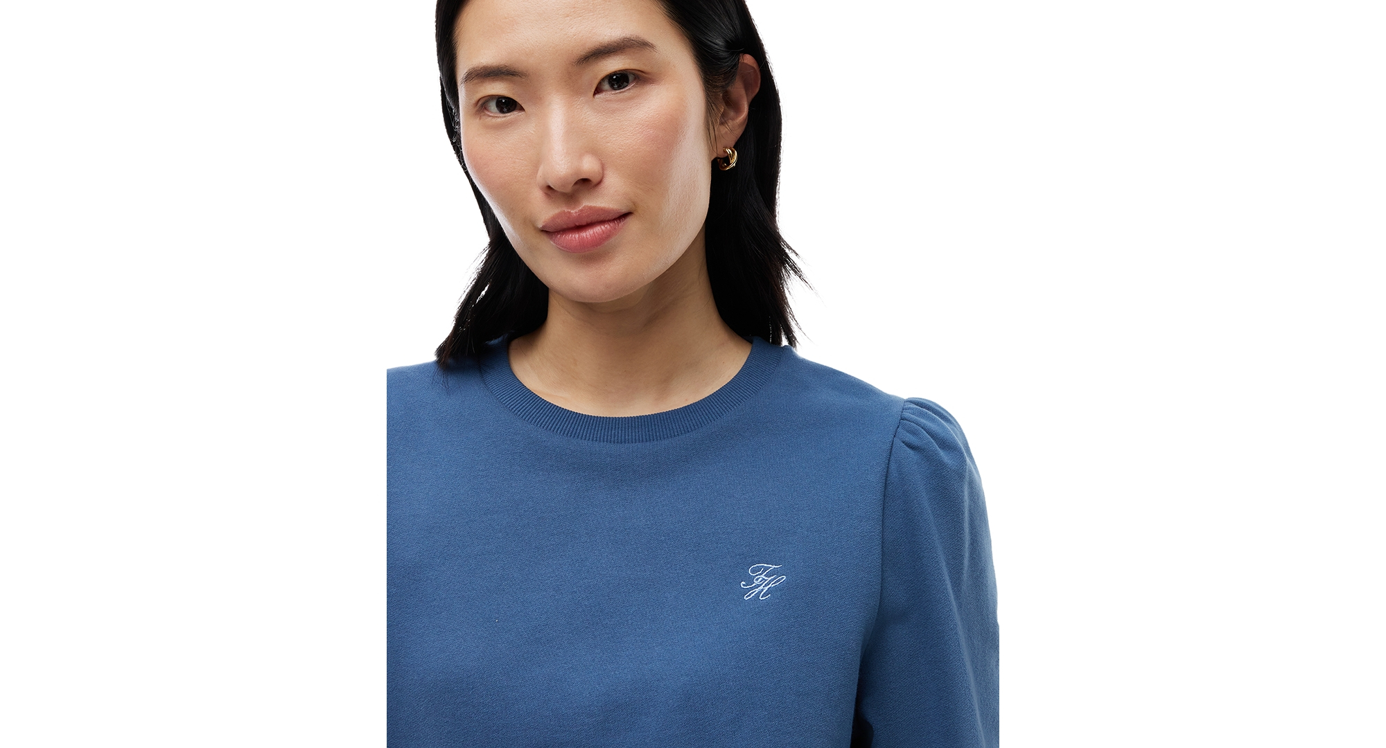 Tommy Hilfiger Women's Puff-Sleeve Script Sweatshirt - Aegean Sea