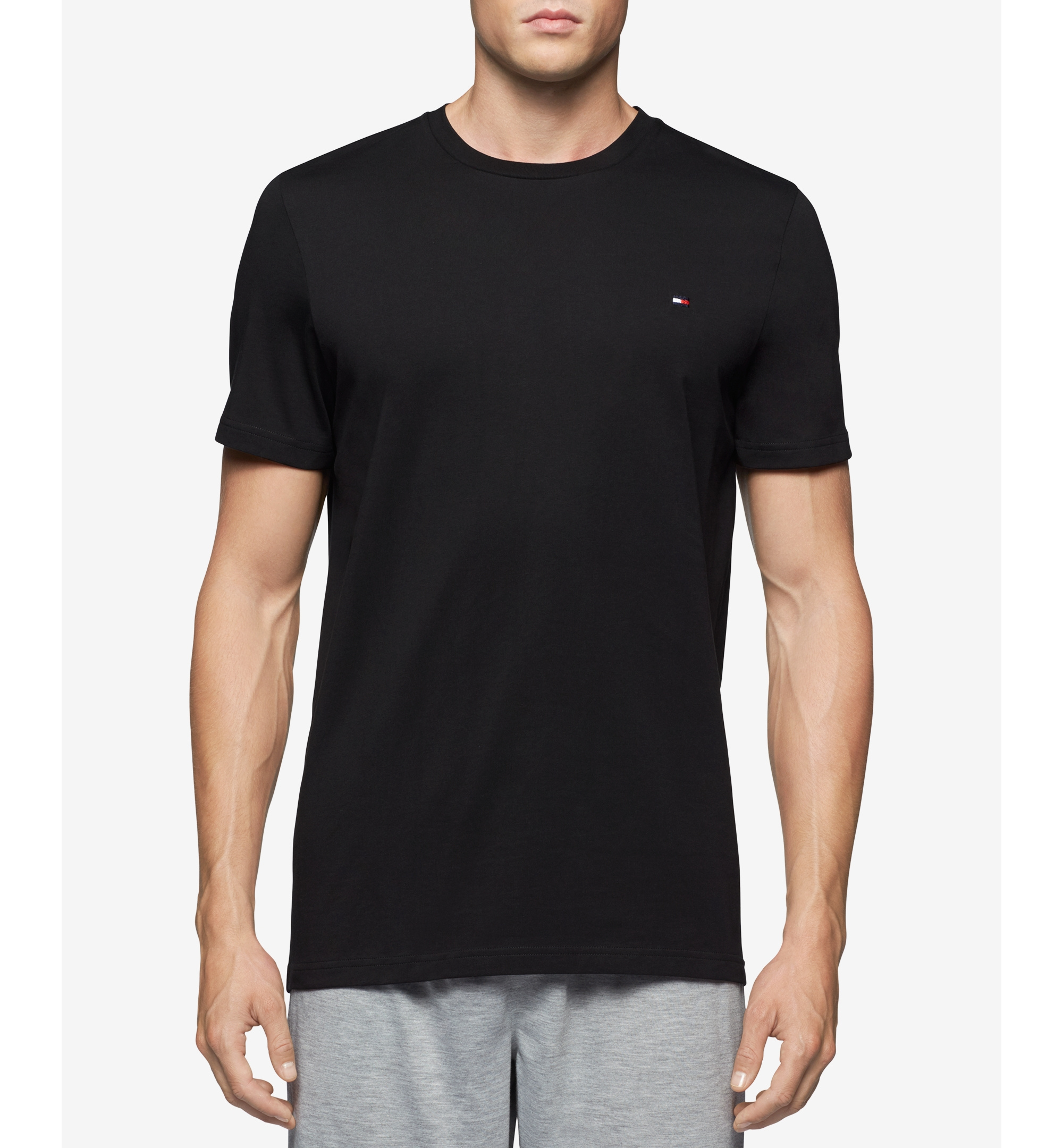 Tommy Hilfiger Men's Cotton Crew Neck Undershirt - Black