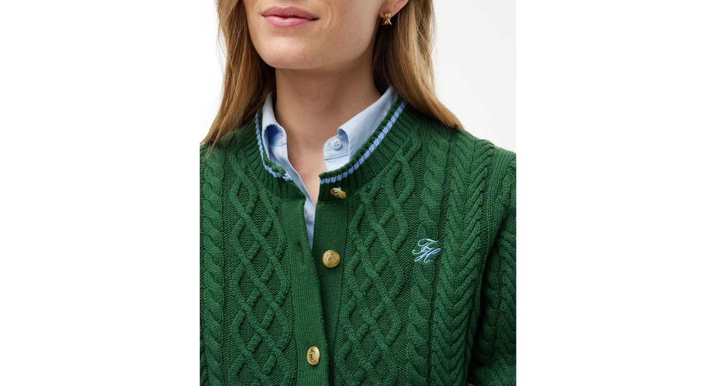 Tommy Hilfiger Women's Heritage Cable Long-Sleeve Cardigan Sweater - Deep Evergreen