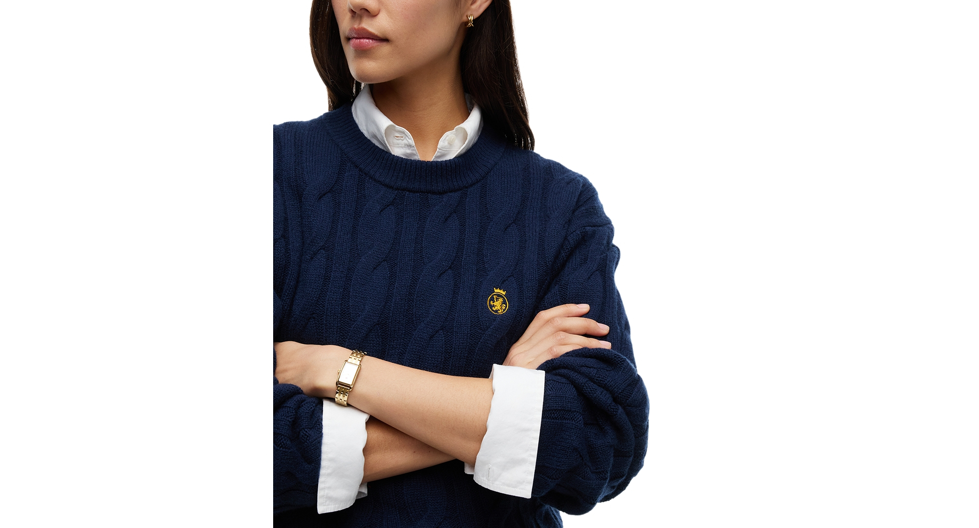 Tommy Hilfiger Women's American Icons 100% Wool Cable-Knit Crewneck Sweater, Macy's Exclusive - Dark Blue