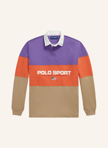 POLO RALPH LAUREN Rugbyshirt Big Fit – BEIGE / LILA / DUNKELORANGE