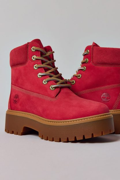 Timberland Women's Stone Street 6-Inch Platform Waterproof Leather Boots - Medium Red