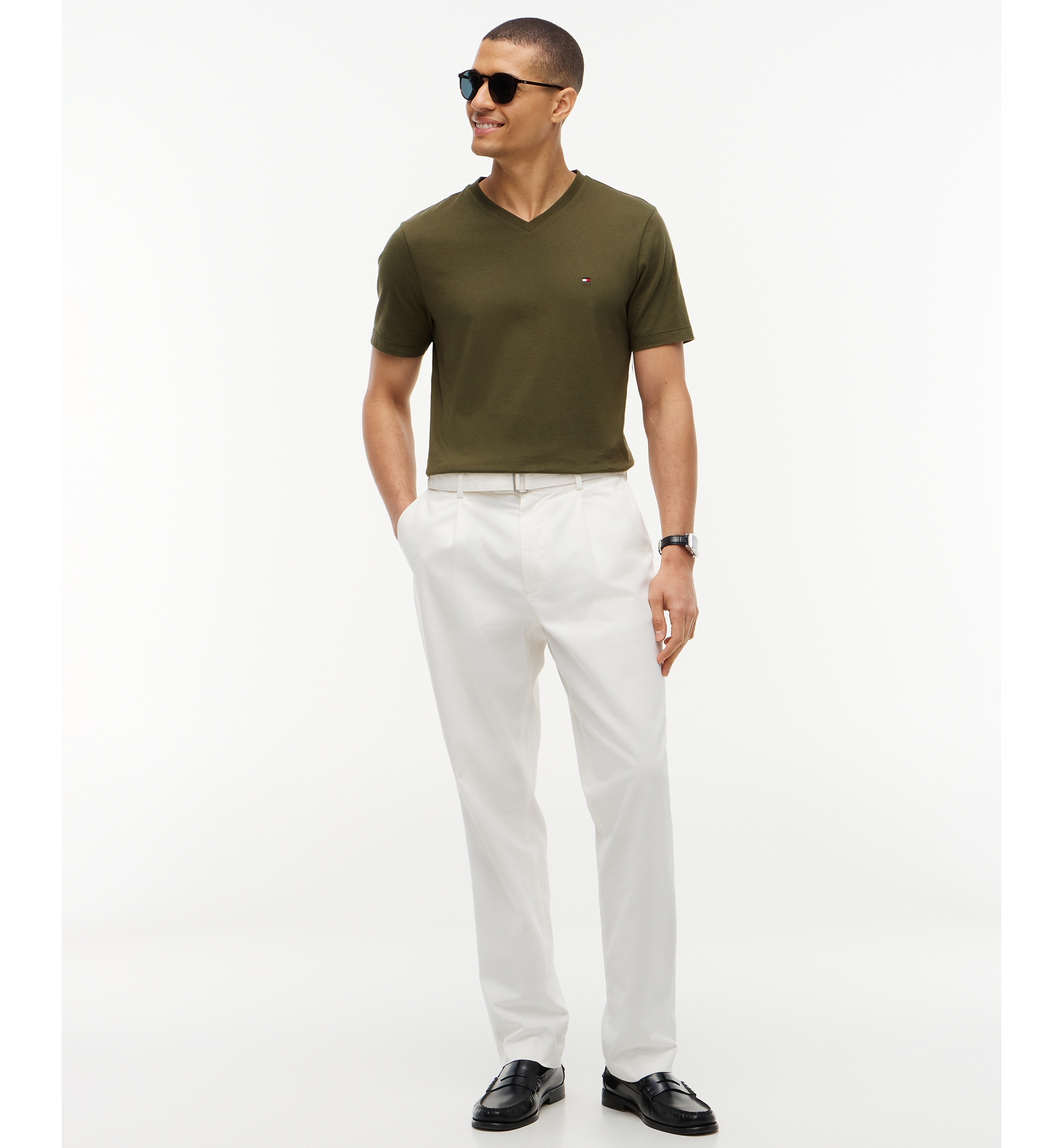 Tommy Hilfiger Men's Essential Cotton V-Neck Regular-Fit T-Shirt - Huntsman Green
