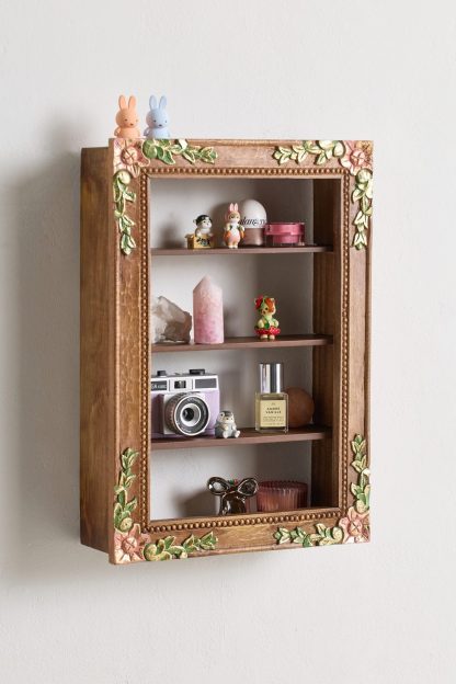 Florence Floral Gilded Figurine Wall Shelf - Brown Multi