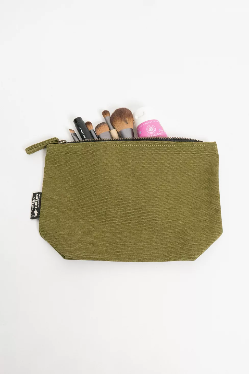 Terra Thread Organic Cotton Canvas Zippered Pouch - Olive