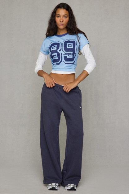 Nike Studio Fleece Mid-Rise Wide Leg Pants - Charcoal
