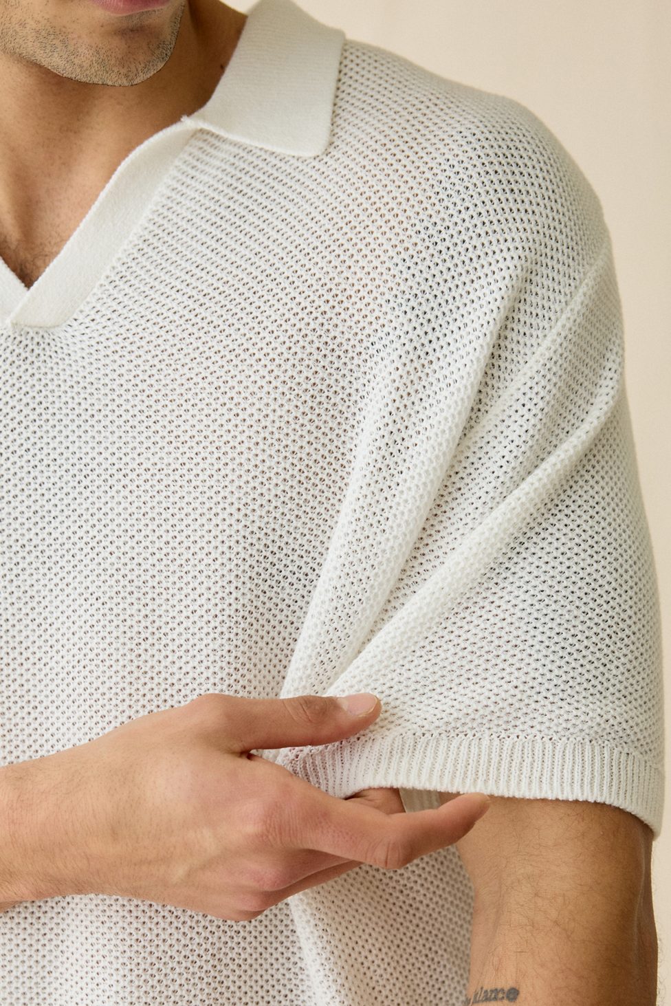 UO Skylor Popover Polo Collar Sweater - Ivory