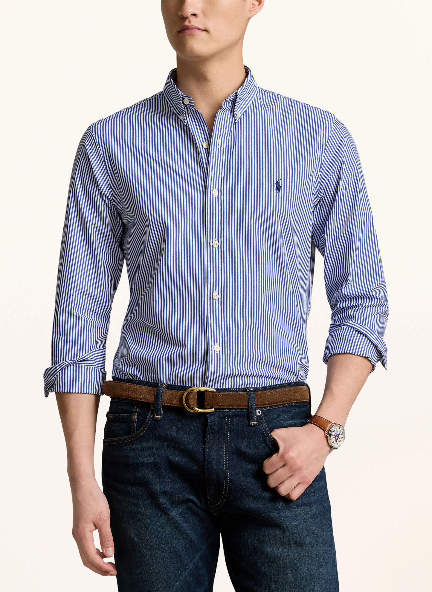 POLO RALPH LAUREN Hemd Slim Fit – BLAU / WEISS