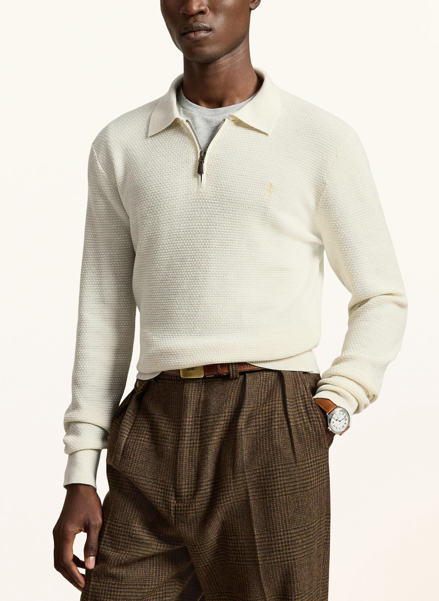 POLO RALPH LAUREN Strick-Poloshirt – CREME