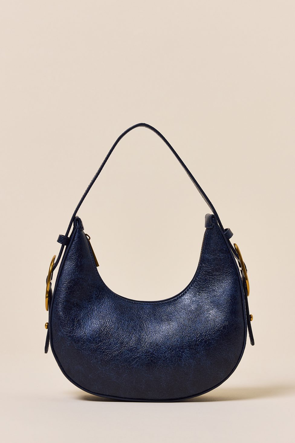 UO Ella Buckled Crescent Shoulder Bag - Navy