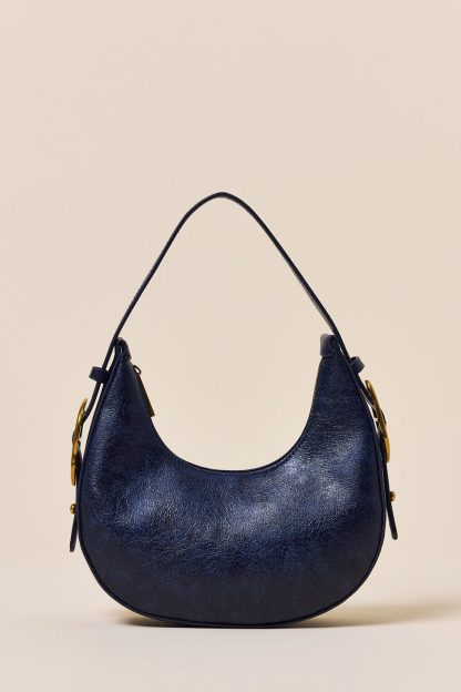 UO Ella Buckled Crescent Shoulder Bag - Navy