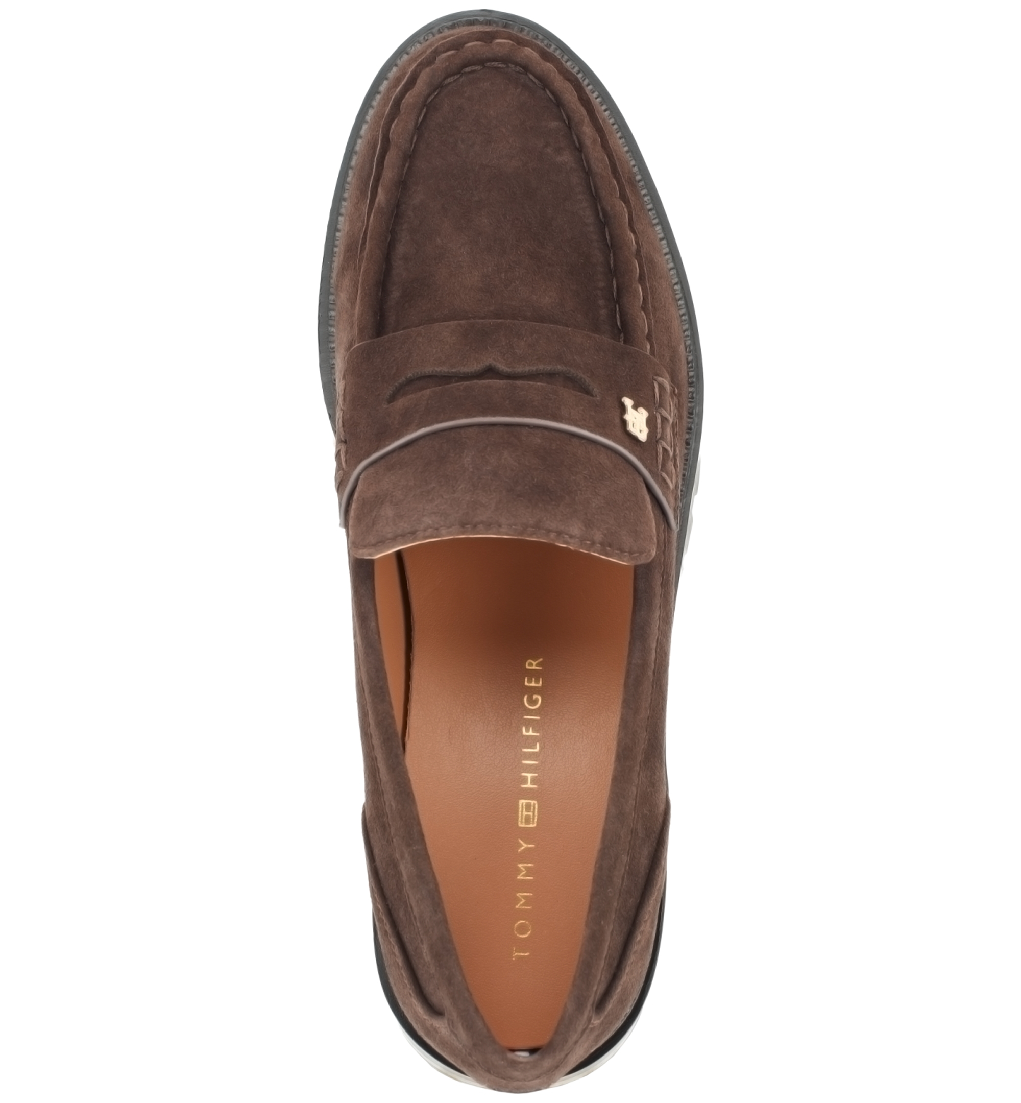 Tommy Hilfiger Women's Yesen Lug Sole Penny Loafers - Dark Brown Suede