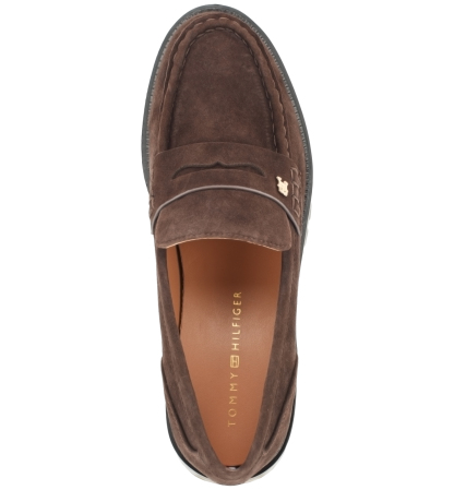 Tommy Hilfiger Women's Yesen Lug Sole Penny Loafers - Dark Brown Suede
