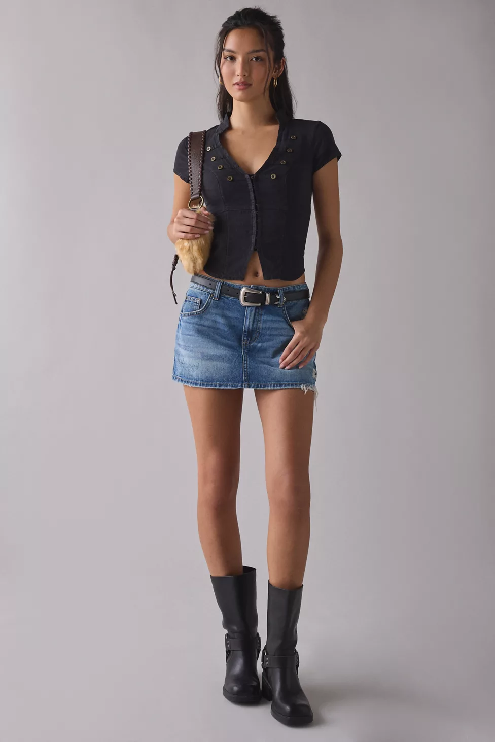 BDG Onna Denim Micro Mini Skirt - Sky