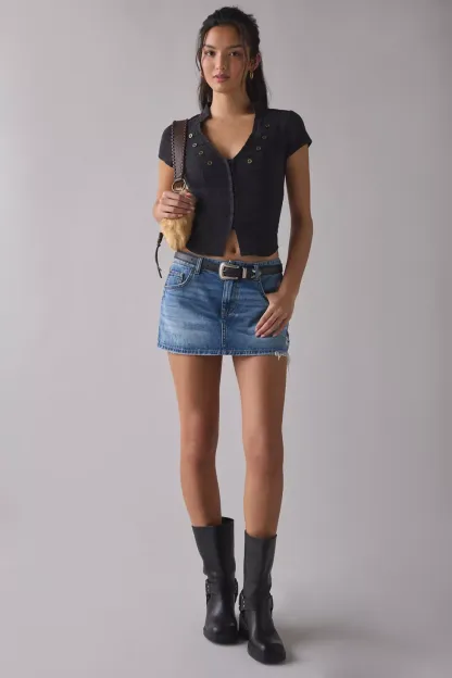 BDG Onna Denim Micro Mini Skirt - Sky