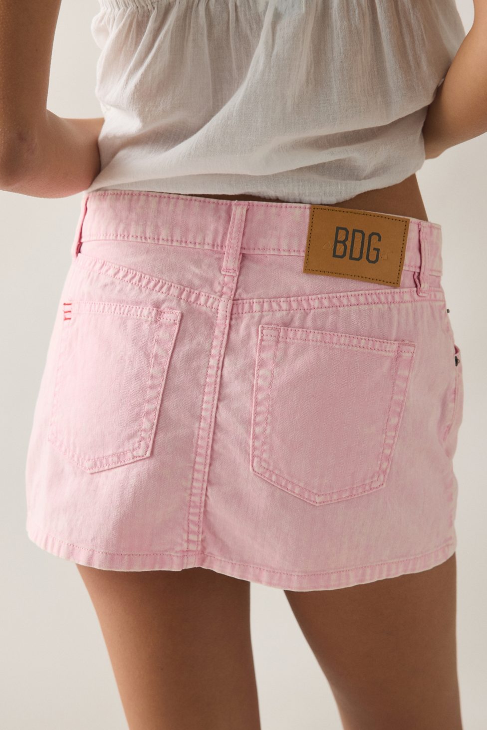 BDG Onna Denim Micro Mini Skirt - Pink