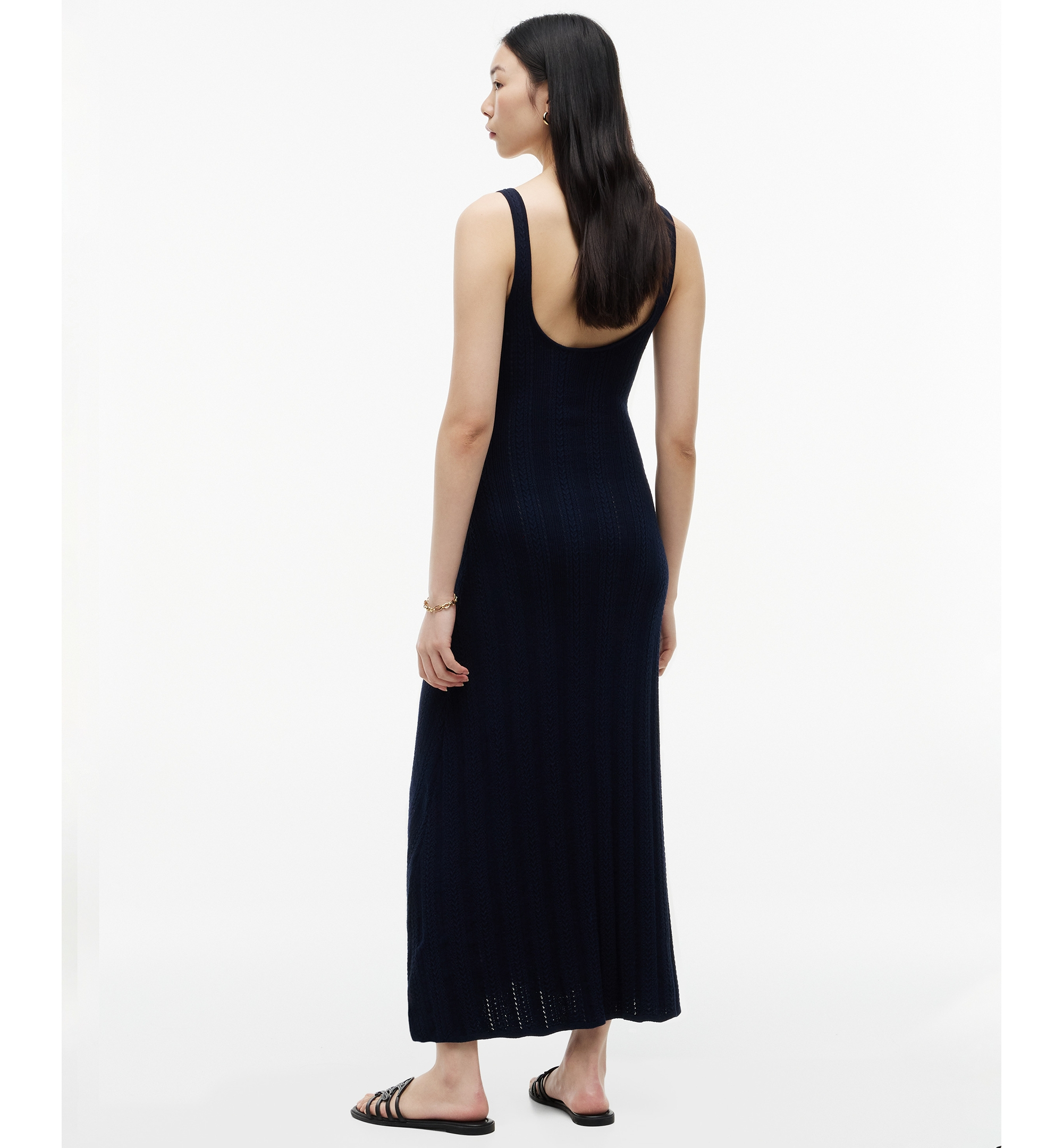Tommy Hilfiger Women's Cotton Cable Pointelle Maxi Dress - Dark Night Navy