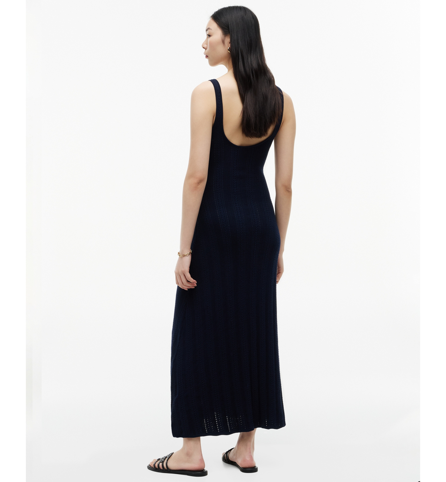 Tommy Hilfiger Women's Cotton Cable Pointelle Maxi Dress - Dark Night Navy