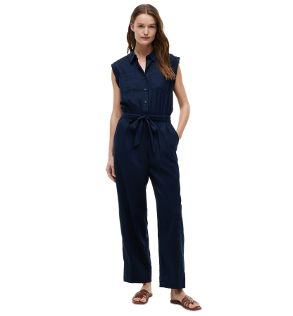 Tommy Hilfiger Women's Belted Collared Jumpsuit - Dark Night