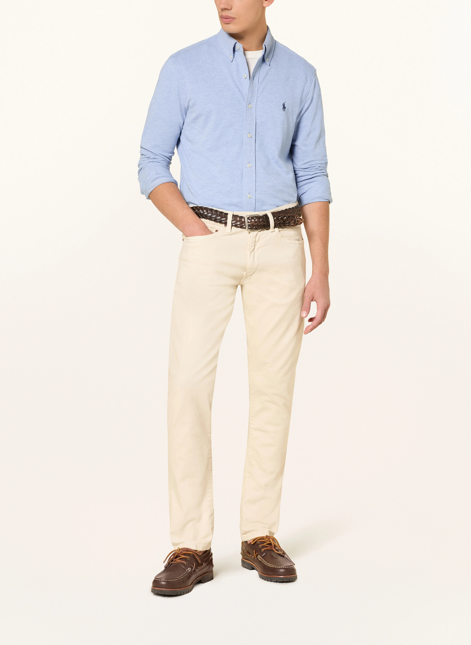 POLO RALPH LAUREN Piqué-Hemd Custom Fit – HELLBLAU / DUNKELBLAU