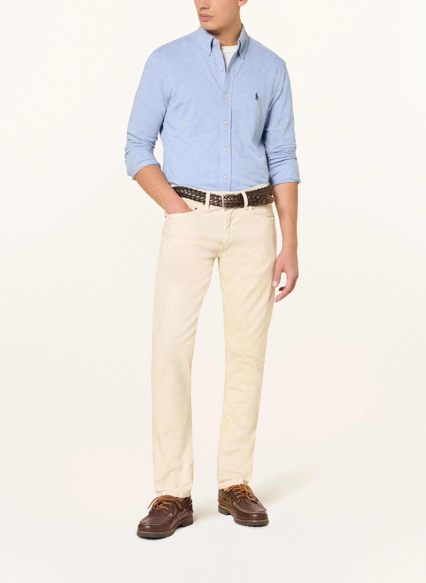 POLO RALPH LAUREN Piqué-Hemd Custom Fit – HELLBLAU / DUNKELBLAU
