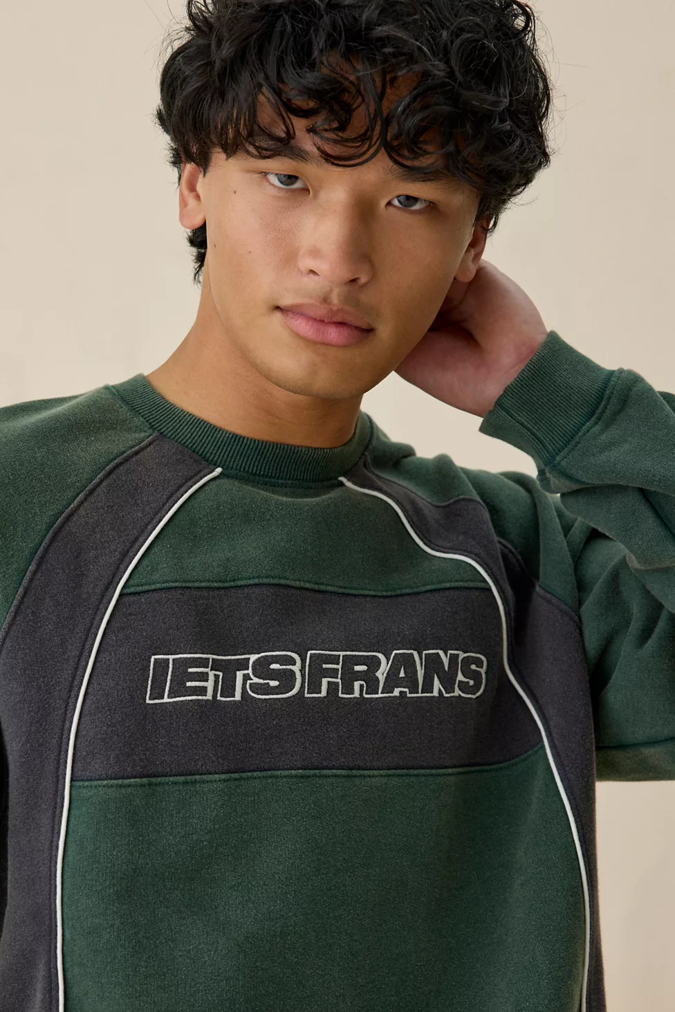iets frans… Logo Paneled Crew Neck Sweatshirt - Green