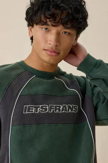 iets frans… Logo Paneled Crew Neck Sweatshirt - Green