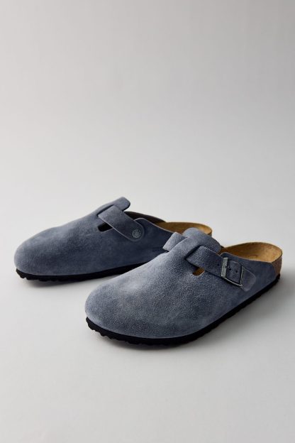 Birkenstock Men's Boston Suede Clogs - Stone Blue
