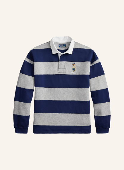 POLO RALPH LAUREN Sweat-Rugbyshirt – DUNKELBLAU / HELLGRAU / WEISS