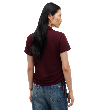 Tommy Hilfiger Women's Short-Sleeve Drawstring Polo Shirt - Deep Burgundy