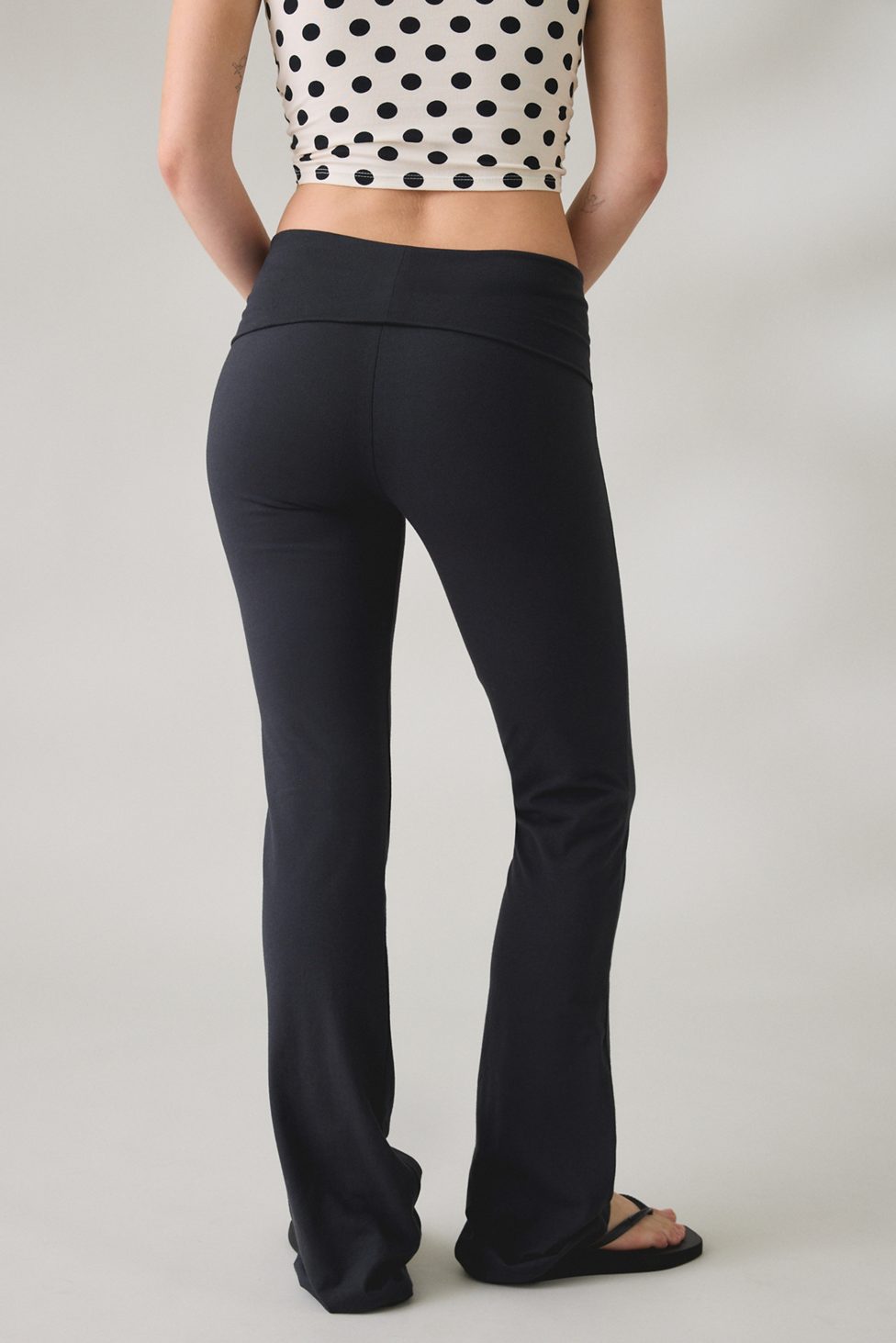 Out From Under Bec Foldover Slim Flare Pants - Black