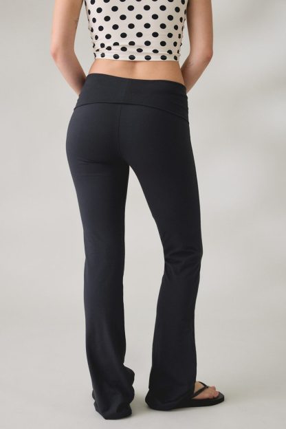 Out From Under Bec Foldover Slim Flare Pants - Black