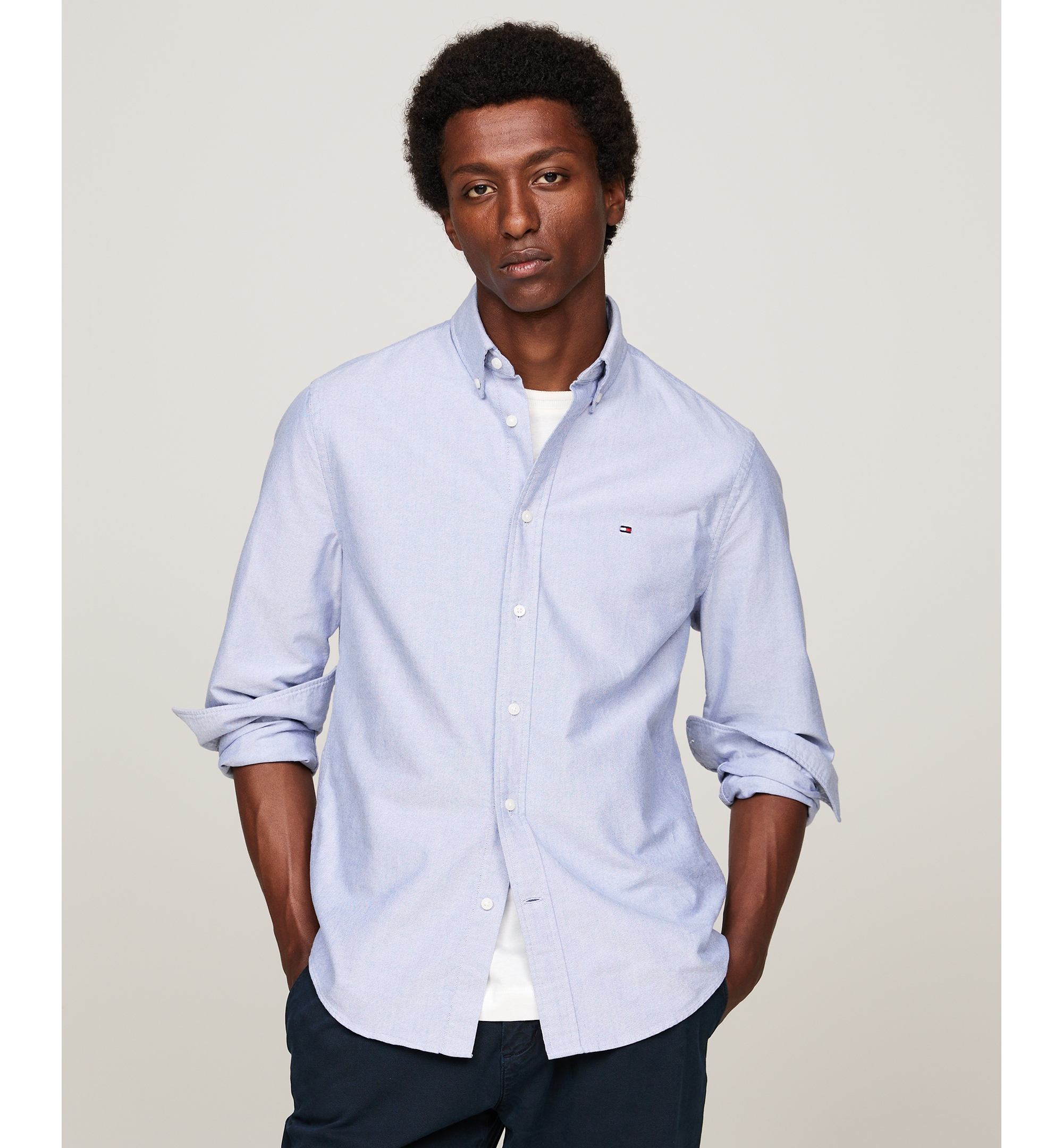 Tommy Hilfiger Men's Heritage Regular-Fit Oxford Shirt - Shirt Blue