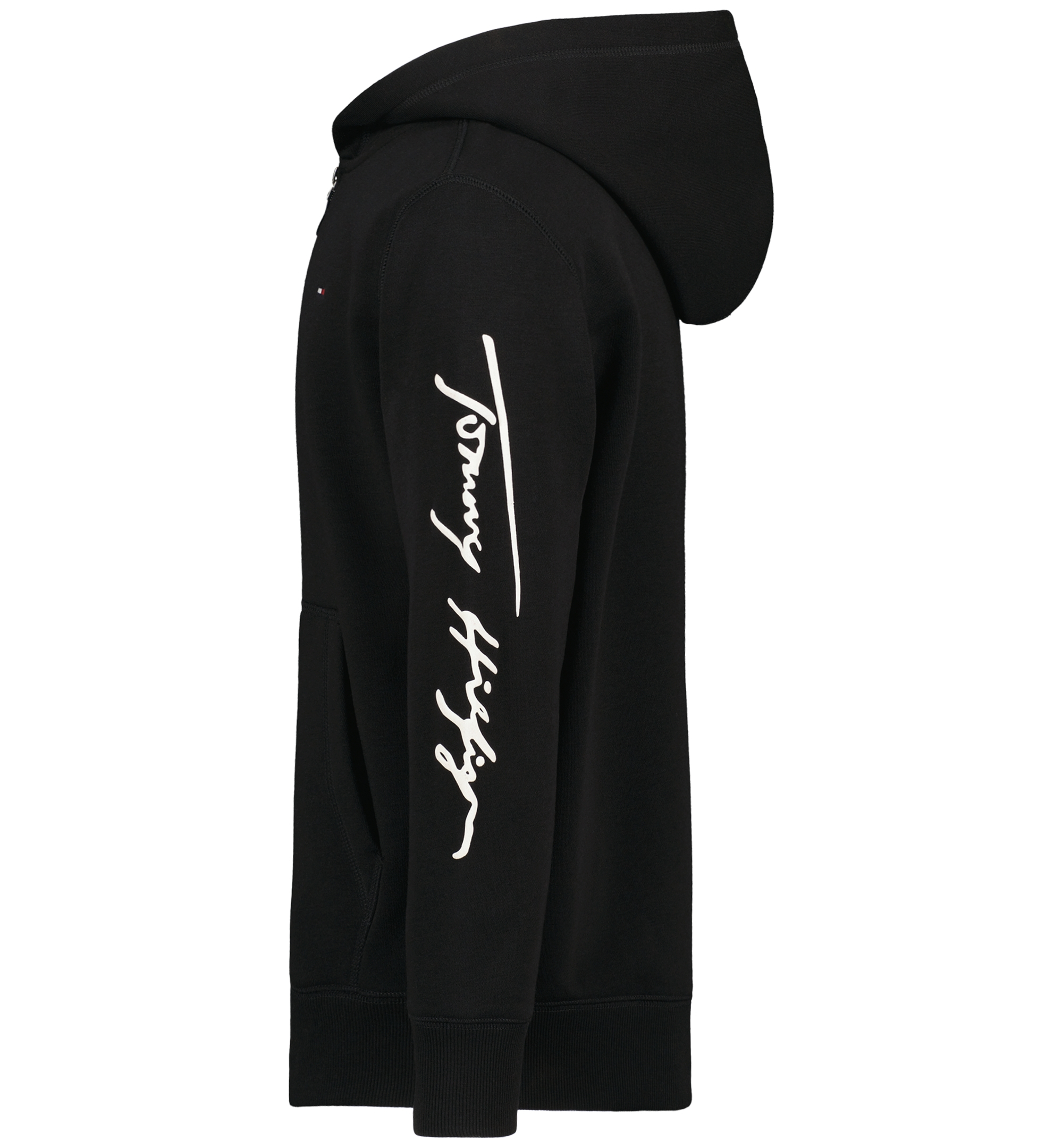 Tommy Hilfiger Boys' 8-20 Signature Full Zip Kangaroo-Pocket Cotton-Polyester Blend Zip Hoodie - Black