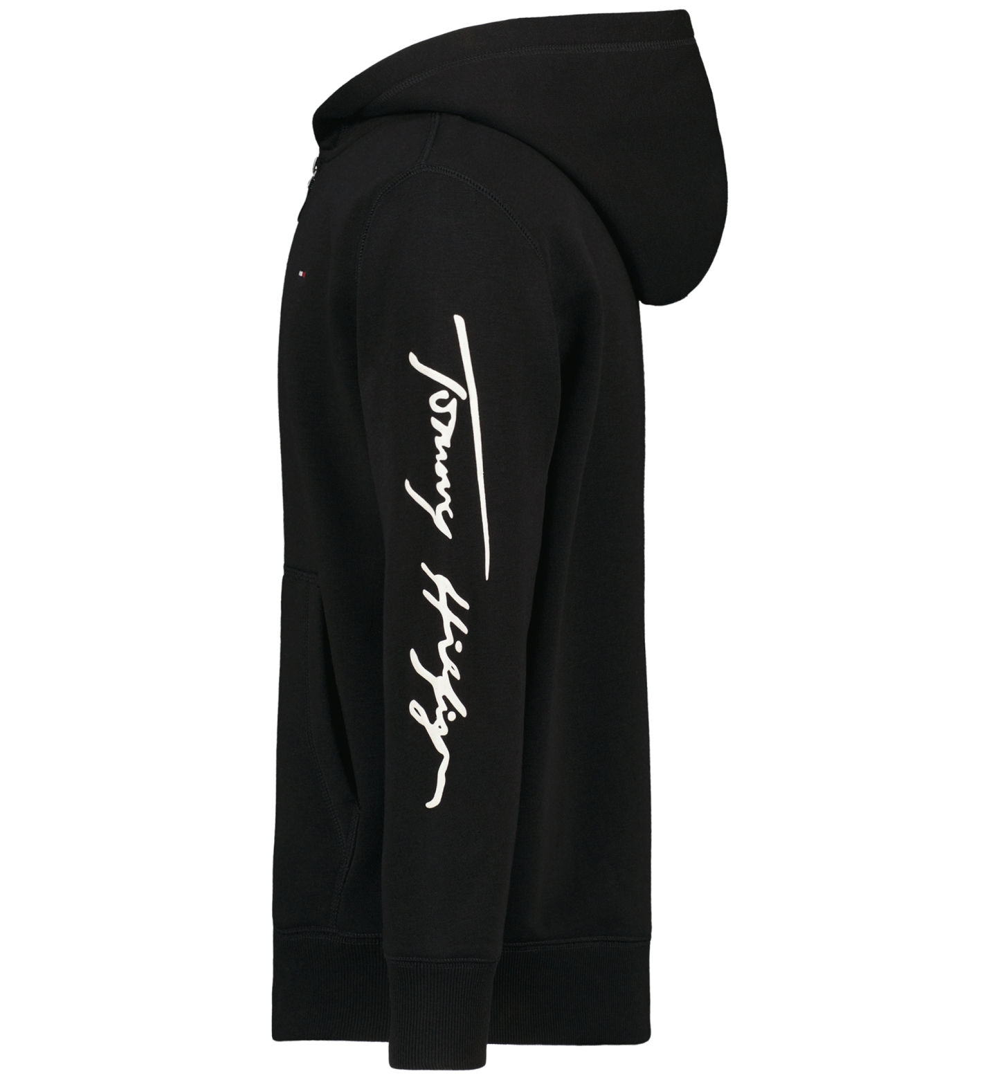 Tommy Hilfiger Boys' 8-20 Signature Full Zip Kangaroo-Pocket Cotton-Polyester Blend Zip Hoodie - Black