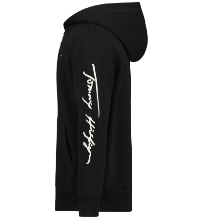 Tommy Hilfiger Boys' 8-20 Signature Full Zip Kangaroo-Pocket Cotton-Polyester Blend Zip Hoodie - Black