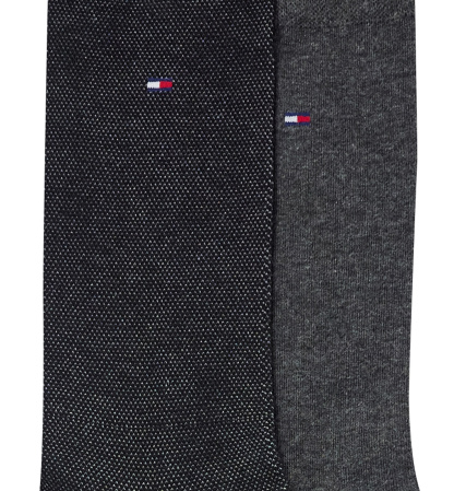Tommy Hilfiger Men's Dress Reinforced Heel Crew Socks, 2-Pack - Black/Gray