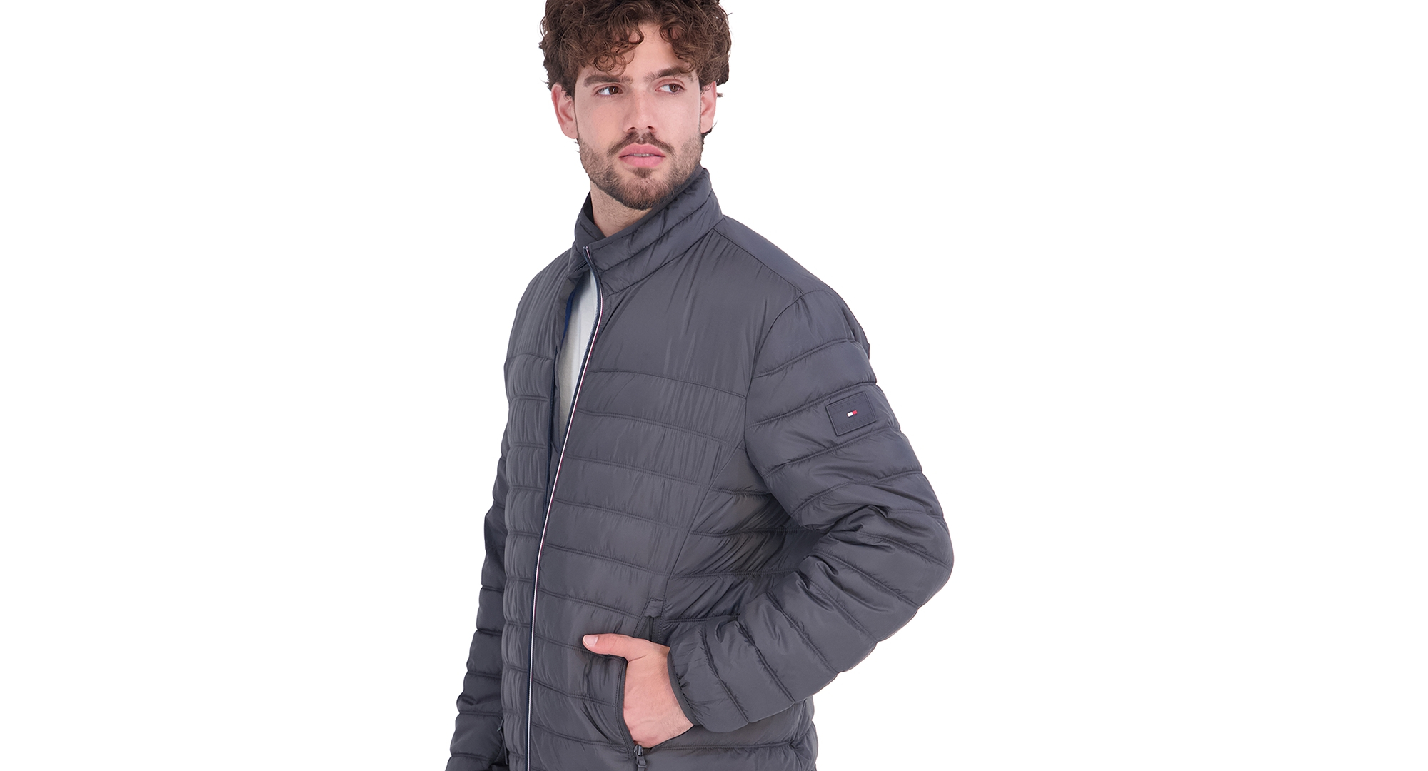 Tommy Hilfiger Men's Unhooded Packable Jacket - Charcoal