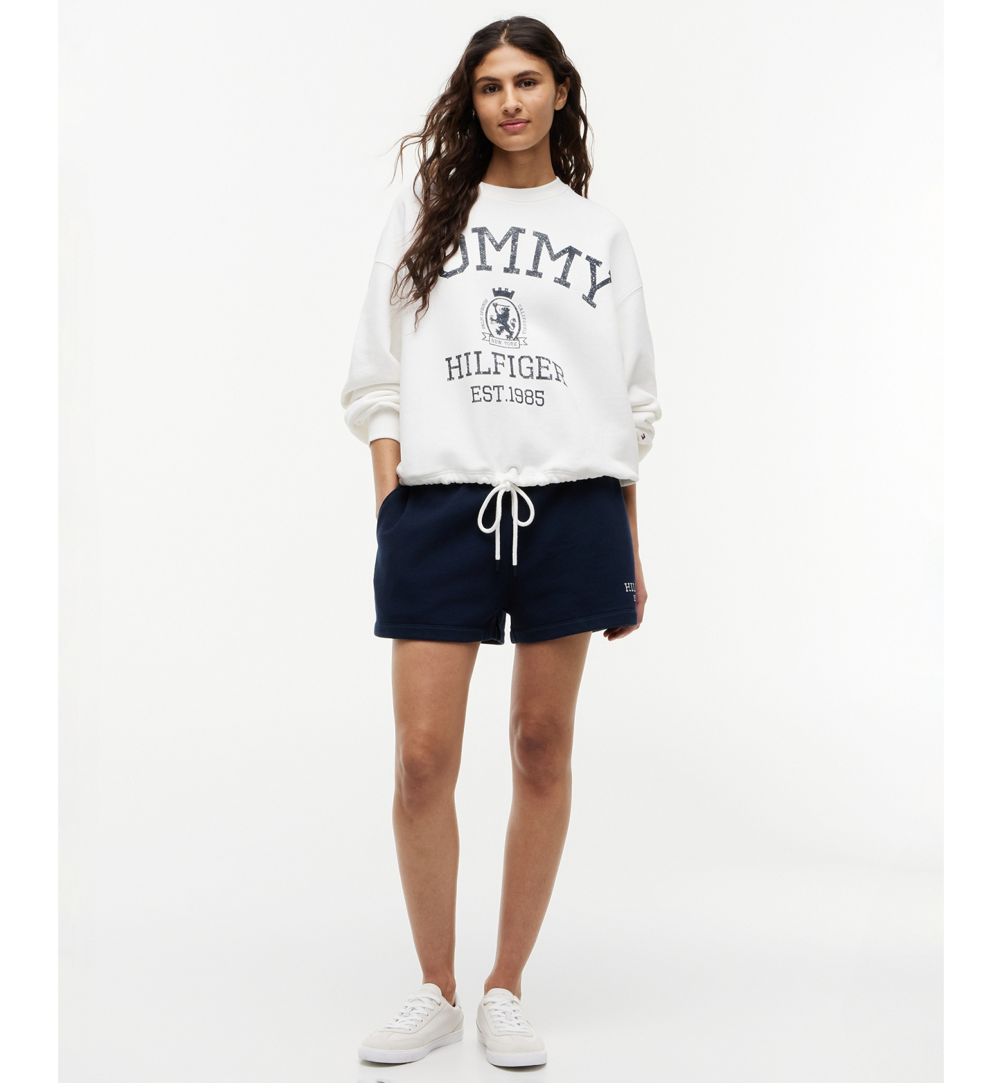 Tommy Hilfiger Women's Cotton-Blend Round Neck Sweatshirt - Ecru