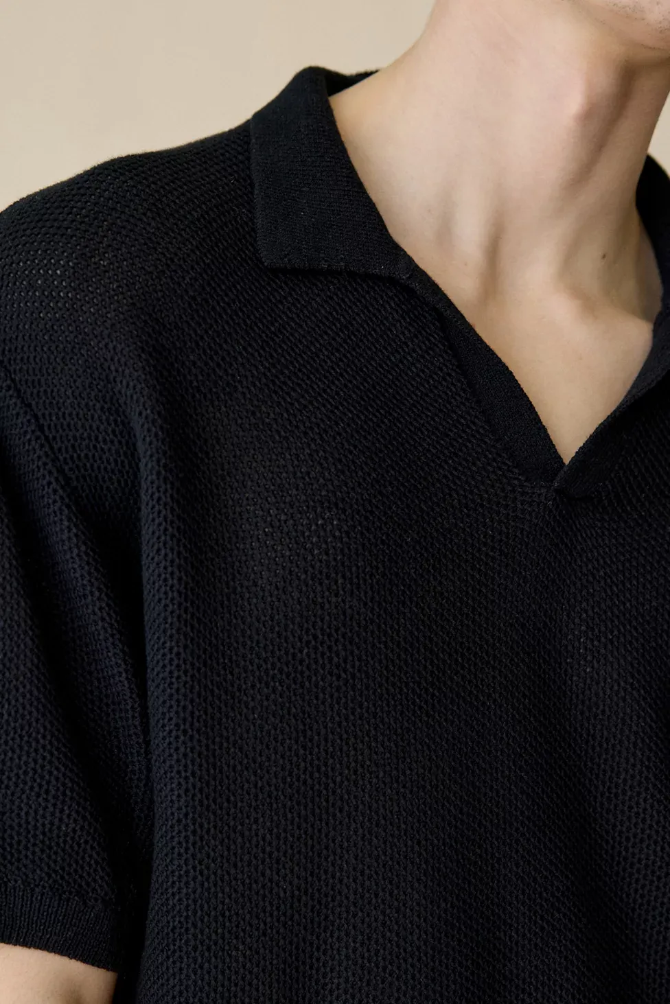 UO Skylor Popover Polo Collar Sweater - Black