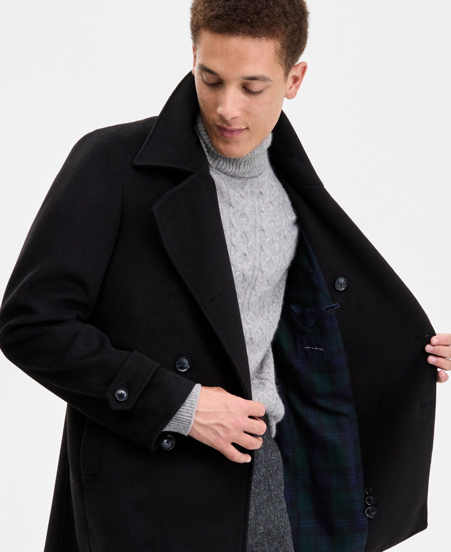 Tommy Hilfiger Men's Modern Fit Peacoat - Black